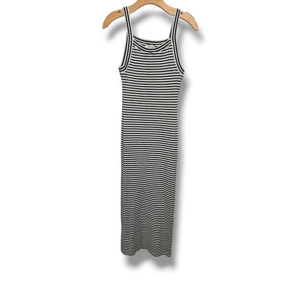 Z Supply Women’s Brooks Stripe Fitted Midi Sweater Dress Black White Size Medium - Picture 1 of 8